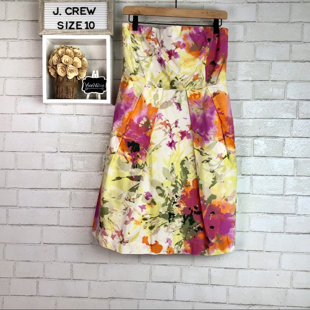 J. Crew | Strapless Floral Dress